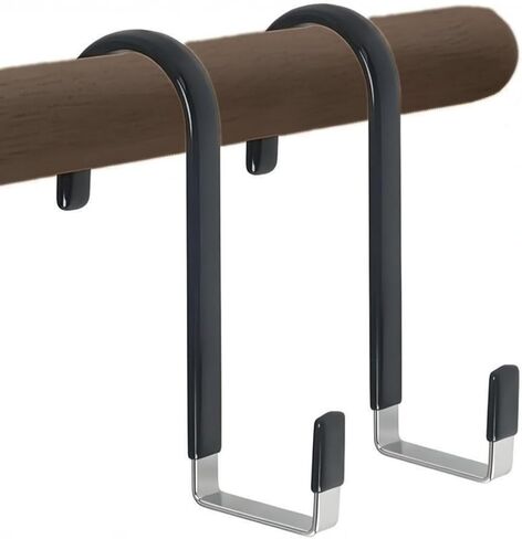 2 Pack Over The Door Hooks, Hangers Hooks with Rubber Prevent Scratches Heavy Duty Organizer for Living Room, Bathroom, Bedroom, Kitchen Hanging Clothes, Towels, Hats, Coats, Bags, Black in Saudi Arabia
