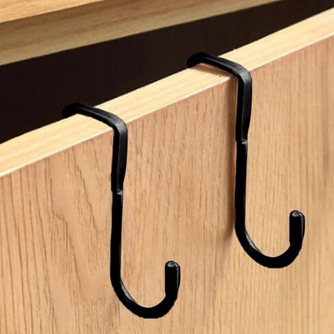 2pc Stainless Steel Double S-Hook – Over Cabinet/Door Hanger for Towels, Robes, Clothes, Kitchen & Bathroom Organization in Saudi Arabia
