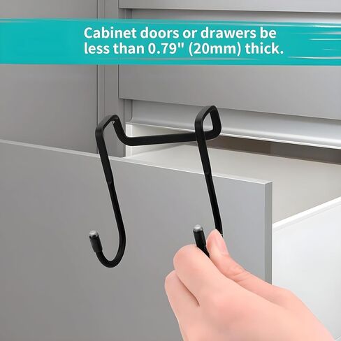 2pc Stainless Steel Double S-Hook – Over Cabinet/Door Hanger for Towels, Robes, Clothes, Kitchen & Bathroom Organization in Saudi Arabia