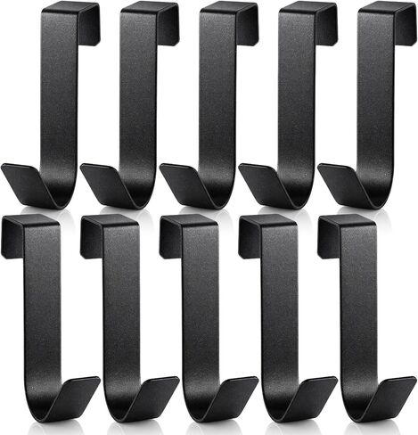 8 قطع خطافات معدنية سوداء على شكل حرف J، شديدة التحمل فوق باب الخزانة، خطافات مفردة لإكليل المطبخ، خطافات المطبخ فوق الخزانات لتعليق معطف المناشف، منظم تخزين موفر in Kuwait