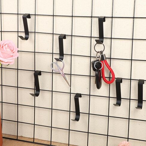 8 قطع خطافات معدنية سوداء على شكل حرف J، شديدة التحمل فوق باب الخزانة، خطافات مفردة لإكليل المطبخ، خطافات المطبخ فوق الخزانات لتعليق معطف المناشف، منظم تخزين موفر in Kuwait