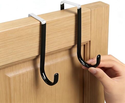 3 Pack Over The Door Hooks Heavy Duty Metal Door Hanger Organizer for Hanging Clothes Towels Coats Hats Bags, Non-Slip Rubber Padding Bathroom Towel Rack, Fits Standard Doors(Black) in Saudi Arabia