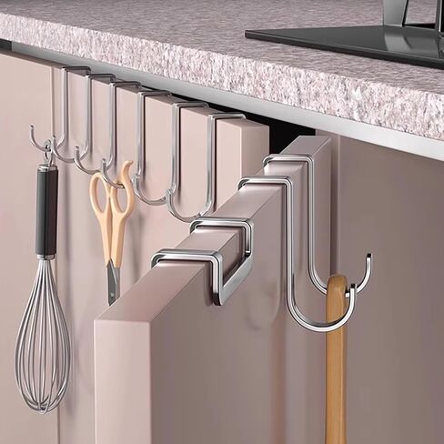 Cabinet Drawer Double Hook Stainless Steel Narrow Door Hooks Over Cabinet Door Hook for Kitchen Door,5Pcs in Saudi Arabia