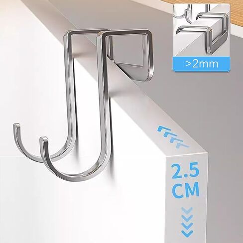 Cabinet Drawer Double Hook Stainless Steel Narrow Door Hooks Over Cabinet Door Hook for Kitchen Door,5Pcs in Saudi Arabia