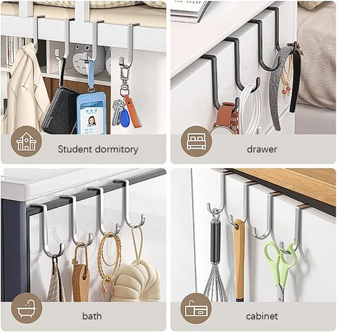 Cabinet Drawer Double Hook Stainless Steel Narrow Door Hooks Over Cabinet Door Hook for Kitchen Door,5Pcs in Saudi Arabia