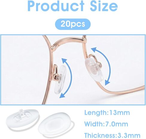 10 Pairs Eyeglasses Nose Pads - Silicone Screw-in Ultra-Thin D-Shaped Pads, Anti-Slip Comfort Fit Nosepads for Optical Glasses & Sunglasses, Includes 3-in-1 Mini Screwdriver (Clear) in Saudi Arabia