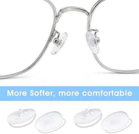 10 Pairs Eyeglasses Nose Pads - Silicone Screw-in Ultra-Thin D-Shaped Pads, Anti-Slip Comfort Fit Nosepads for Optical Glasses & Sunglasses, Includes 3-in-1 Mini Screwdriver (Clear) in Saudi Arabia