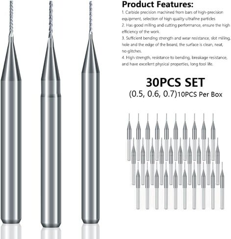 30 قطعة كربيد نهاية مطحنة النقش قاطعة المطحنة CNC بت التوجيه 1/8 "عرقوب PCB قاطعة المطحنة مجموعة 0.5/0.6/0.7 مللي متر CNC لقمة طحن الذرة راوتر بت in Kuwait