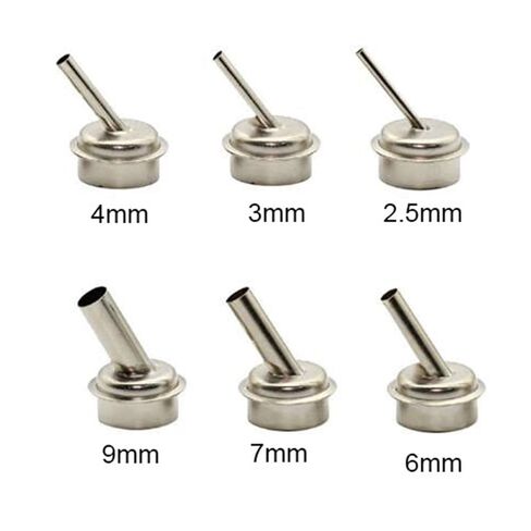 6Pcs 45 Degree Bent Curved Heat Nozzle 2.5/3/4/6/7/9mm Hot Air Nozzles Fit for Quick 861DW Soldering Station Welding Nozzle in Saudi Arabia