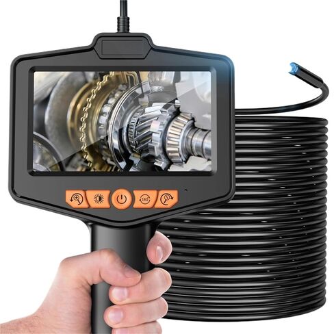 4.3" Handhold Endoscope Camera with 8Leds Light 1080P HD Borescope Tools Semi-Rigid Snake Car Inspection Camera IP67 Waterproof(10m,Dual Lens) in Saudi Arabia
