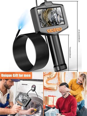 4.3" Handhold Endoscope Camera with 8Leds Light 1080P HD Borescope Tools Semi-Rigid Snake Car Inspection Camera IP67 Waterproof(10m,Dual Lens) in Saudi Arabia