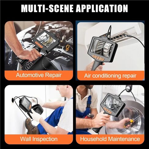 4.3" Handhold Endoscope Camera with 8Leds Light 1080P HD Borescope Tools Semi-Rigid Snake Car Inspection Camera IP67 Waterproof(10m,Dual Lens) in Saudi Arabia