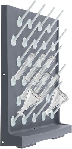 رف تجفيف المختبر مع خرطوم تصريف، أنبوب اختبار مزدوج الجوانب 54 ربطًا ورف تجفيف الأكواب، رف تنقيط من البولي بروبيلين مثبت على الحائط لمختبر الكيمياء وفصول العلوم - 27 أوتاد لكل جانب in Kuwait