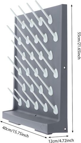 رف تجفيف المختبر مع خرطوم تصريف، أنبوب اختبار مزدوج الجوانب 54 ربطًا ورف تجفيف الأكواب، رف تنقيط من البولي بروبيلين مثبت على الحائط لمختبر الكيمياء وفصول العلوم - 27 أوتاد لكل جانب in Kuwait