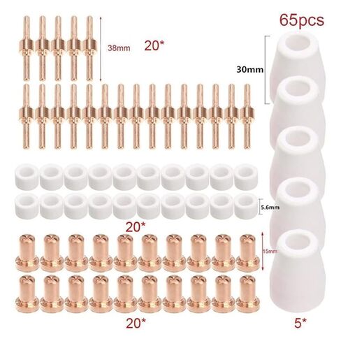 65 قطعة البلازما القاطع تلميح أقطاب الفوهات عدة الاستهلاكية استبدال الملحقات ل PT31 قطع 30 40 50 أدوات لحام فوهة in Saudi Arabia