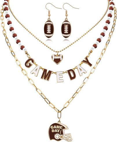 Game Day Football Dangle Earrings Gifts for Women, Game Day Outfit for Women, Sports Fans Party Celebration Necklace Accessories, Thoughtful Anniversary Birthday Gifts for Sister Friends Wife in Kuwait