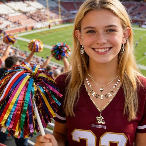 Game Day Football Dangle Earrings Gifts for Women, Game Day Outfit for Women, Sports Fans Party Celebration Necklace Accessories, Thoughtful Anniversary Birthday Gifts for Sister Friends Wife in Kuwait