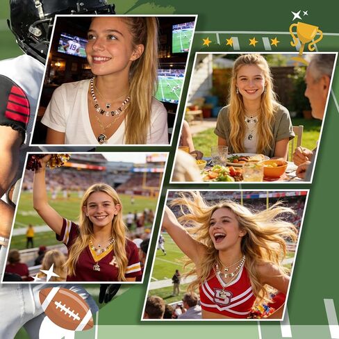 Game Day Football Dangle Earrings Gifts for Women, Game Day Outfit for Women, Sports Fans Party Celebration Necklace Accessories, Thoughtful Anniversary Birthday Gifts for Sister Friends Wife in Kuwait