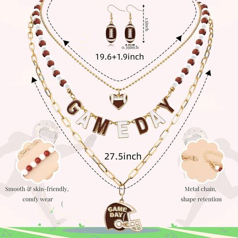 Game Day Football Dangle Earrings Gifts for Women, Game Day Outfit for Women, Sports Fans Party Celebration Necklace Accessories, Thoughtful Anniversary Birthday Gifts for Sister Friends Wife in Kuwait