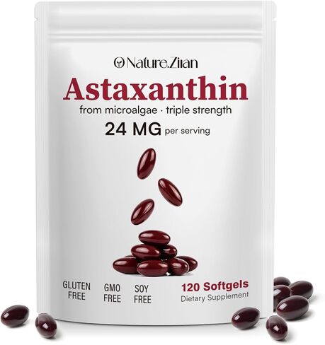 يا طبيعة . مكملات زيران أستازانتين 24 ملغ، مكملات مضادات الأكسدة، تدعم صحة العين والمفاصل والجلد | إمداد لمدة 4 أشهر| 120 كبسولة هلامية in Kuwait