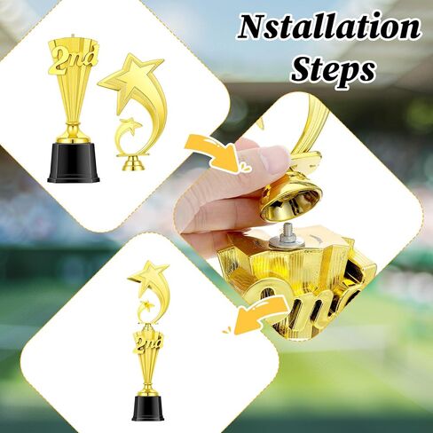 3 Pcs 3rd 2nd 1st Star Trophy Award 15" Gold Plastic Trophy Award for Sports Tournament Funny Prize Cup for Football Soccer Champions Celebrations Ceremony in Saudi Arabia