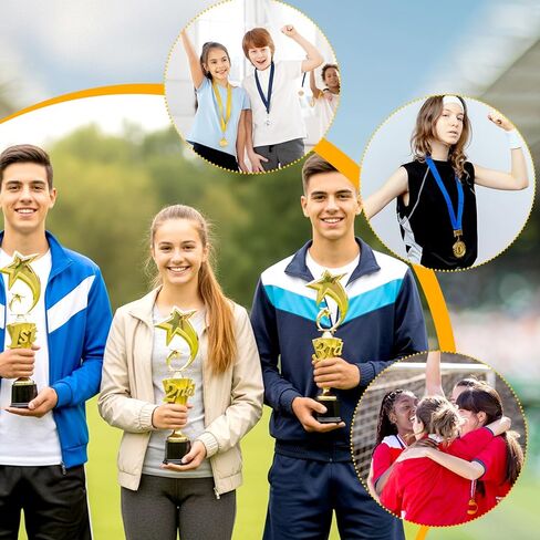 3 Pcs 3rd 2nd 1st Star Trophy Award 15" Gold Plastic Trophy Award for Sports Tournament Funny Prize Cup for Football Soccer Champions Celebrations Ceremony in Saudi Arabia
