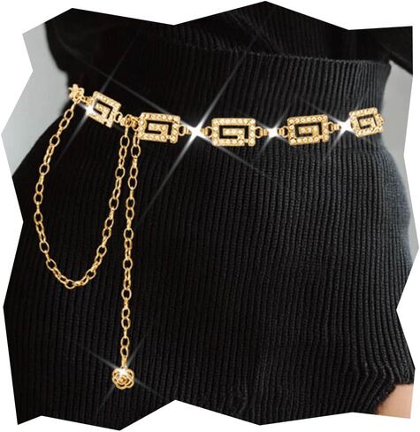 COSYDAYS Sparkly Rhinestone Chain Belts Silver Diamond Dress Belt for Women in Saudi Arabia