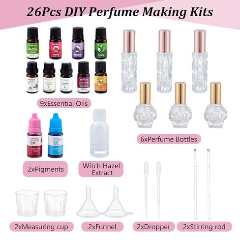 WEBEEDY 6 Sets Perfume Making Kit Complete Fragrance Crafting Gifts Set DIY Fun with Essential Oils, Glass Bottles, Colorants & Tools for Women Personalized Perfumes Scent Birthday Gift in Saudi Arabia