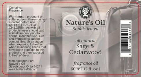Nature's Oil All Natural Sage and Cedarwood Fragrance Oil, 60mL, 100% Natural, Phthalate, Paraben, SLS + SLES Free, 100% Vegan, Cruelty Free in Saudi Arabia