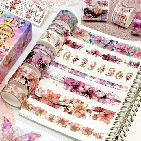 مجموعة Washi Tape Set 12 Rolls - أكثر من 700 PCS Butterfly Stickers ، ملصقات شريط Washi لمستلزمات Scrapbooking ، مستلزمات Journaling Bullet ، Junk Journal ، DIY Crafts Art in Kuwait