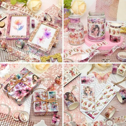 مجموعة Washi Tape Set 12 Rolls - أكثر من 700 PCS Butterfly Stickers ، ملصقات شريط Washi لمستلزمات Scrapbooking ، مستلزمات Journaling Bullet ، Junk Journal ، DIY Crafts Art in Kuwait