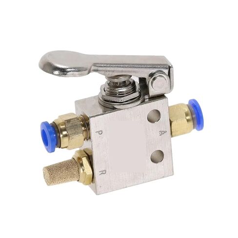 Mechanical Valve 1/8" Thread 2 Position 3 Way Spring Return Lever Air Pneumatic Switch w Fittings(8MM) in Kuwait