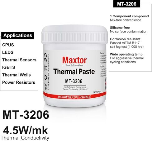 Maxtor MTP-3208 200g High Performance CPU Heatsink Thermal Paste, Thermal Grease for Industrial，PS5,Xbox， PC Automotive Electronics Power Modules, Non-Conductive (MTP-3206,200G) in Kuwait