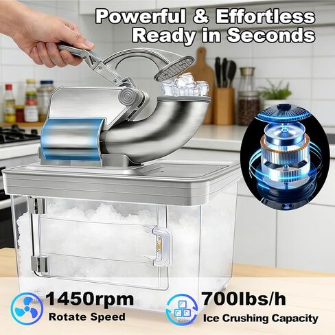 آلة مخروط الثلج 700 رطل/ساعة، ماكينة صنع الثلج التجارية 40 لتر، ماكينة حلاقة ثلج كهربائية من الفولاذ المقاوم للصدأ مع شفرات مزدوجة لبار المطعم in Kuwait