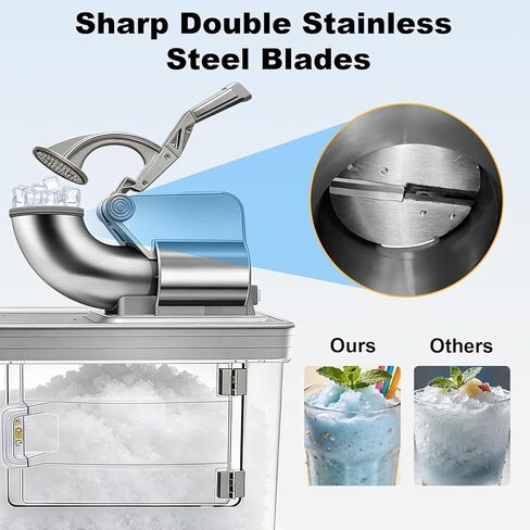 آلة مخروط الثلج 700 رطل/ساعة، ماكينة صنع الثلج التجارية 40 لتر، ماكينة حلاقة ثلج كهربائية من الفولاذ المقاوم للصدأ مع شفرات مزدوجة لبار المطعم in Kuwait