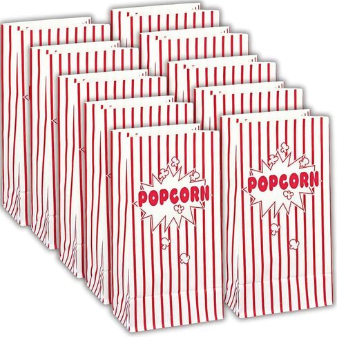 Red and White Striped Popcorn Bags - 10" x 5", 10 Pcs in Saudi Arabia