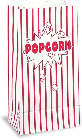 Red and White Striped Popcorn Bags - 10" x 5", 10 Pcs in Saudi Arabia