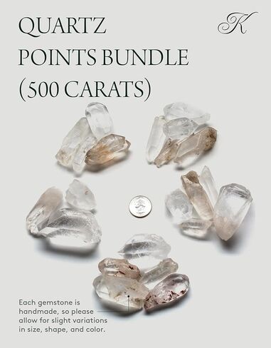 KALIFANO Quartz Points Bundle (500+ Carats) - Bulk High Energy Raw Lemurian Reiki Cuarzo Crystal Used for Clarity and Purpose - Information Card Included (Family Owned & Operated) in Saudi Arabia