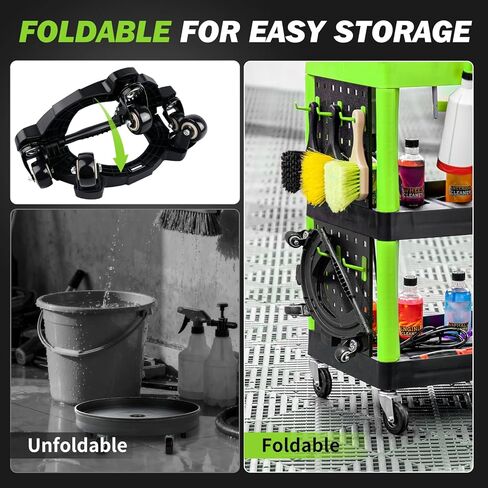 Foldable Bucket Dolly with 5 Wheels, 360°Car Wash Bucket Roller,Heavy Duty Wagon Perfect for Car Wash, Waxing,Up to 265 lbs in Saudi Arabia