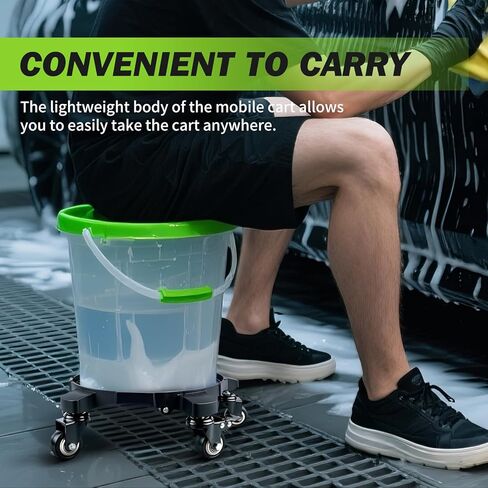 Foldable Bucket Dolly with 5 Wheels, 360°Car Wash Bucket Roller,Heavy Duty Wagon Perfect for Car Wash, Waxing,Up to 265 lbs in Saudi Arabia