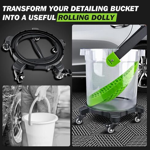 Foldable Bucket Dolly with 5 Wheels, 360°Car Wash Bucket Roller,Heavy Duty Wagon Perfect for Car Wash, Waxing,Up to 265 lbs in Saudi Arabia