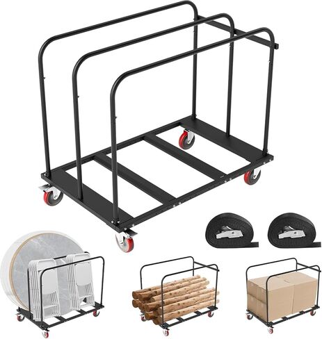 Folding Table Cart, Heavy Duty Drywall Cart 1800 LB & 10 Table Capacity, Table Dolly with 5" PU Swivel Wheels for Moving Box, Wood, Drywall, Panel, Party Events, Factory, Warehouse in Kuwait