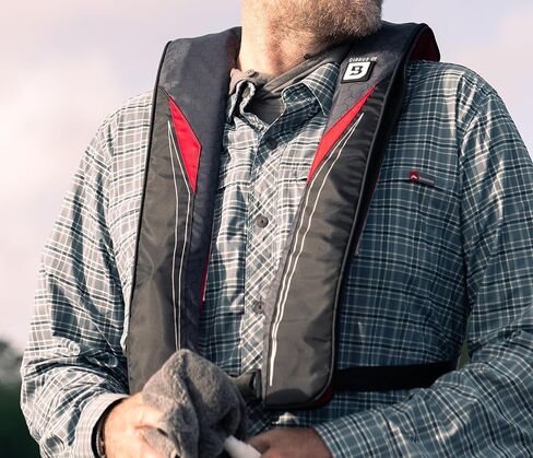 BLUESTORM Cirrus 26 سترة نجاة قابلة للنفخ PFD للبالغين (أزرق ساحلي) | وافق خفر السواحل الأمريكي (USCG) على سترة النجاة الأوتوماتيكية ذاتية النفخ مع تجاوز يدوي... in Kuwait