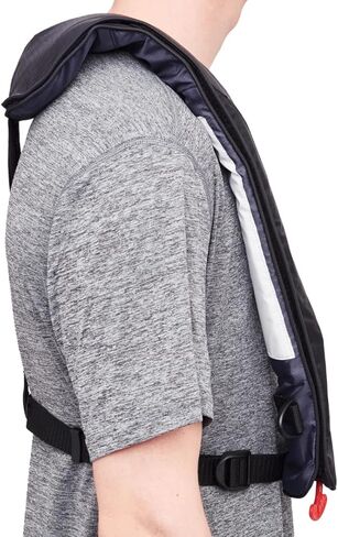 BLUESTORM Cirrus 26 سترة نجاة قابلة للنفخ PFD للبالغين (أزرق ساحلي) | وافق خفر السواحل الأمريكي (USCG) على سترة النجاة الأوتوماتيكية ذاتية النفخ مع تجاوز يدوي... in Kuwait