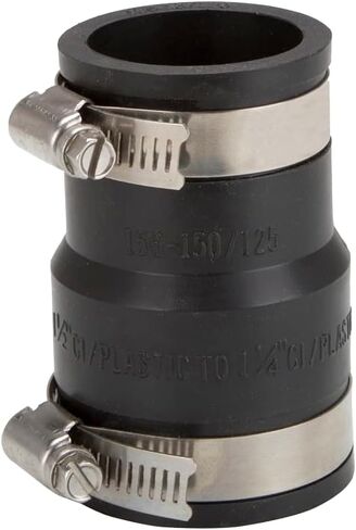 Rocky Mountain Goods 1-1/2" x 1-1/4" Flexible Pipe Coupling – Fits Sink Drains, Tailpieces, and Traps – No-Hub Rubber Coupler with Stainless Steel Clamps – Connects PVC, ABS, Cast Iron, Steel Pipes in Kuwait