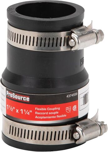 Rocky Mountain Goods 1-1/2" x 1-1/4" Flexible Pipe Coupling – Fits Sink Drains, Tailpieces, and Traps – No-Hub Rubber Coupler with Stainless Steel Clamps – Connects PVC, ABS, Cast Iron, Steel Pipes in Kuwait