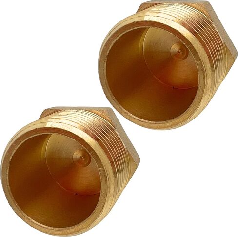 2 Pack Brass Pipe Plug 3/4" NPT Male Outer Hex Head Socket Plug Fitting for Plumbing by CX WONDERLAND in Kuwait