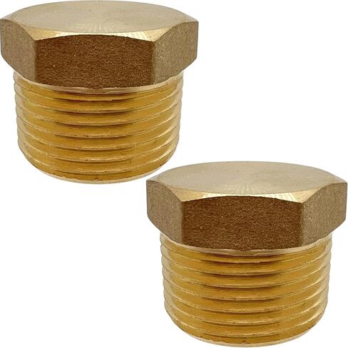 2 Pack Brass Pipe Plug 3/4" NPT Male Outer Hex Head Socket Plug Fitting for Plumbing by CX WONDERLAND in Kuwait