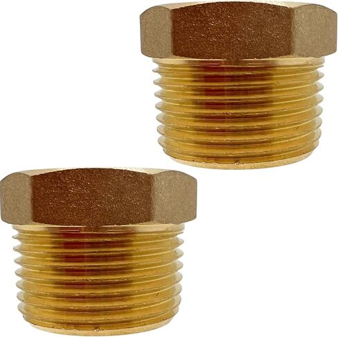 2 Pack Brass Pipe Plug 3/4" NPT Male Outer Hex Head Socket Plug Fitting for Plumbing by CX WONDERLAND in Kuwait
