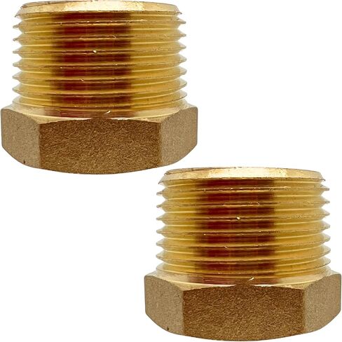 2 Pack Brass Pipe Plug 3/4" NPT Male Outer Hex Head Socket Plug Fitting for Plumbing by CX WONDERLAND in Kuwait